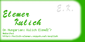 elemer kulich business card